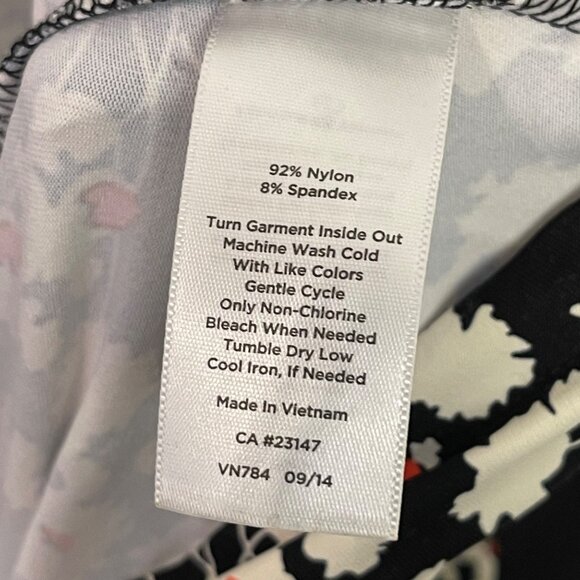 Talbots Floral Wrap A-Line Dress VN784 black white orange - Picture 4 of 6